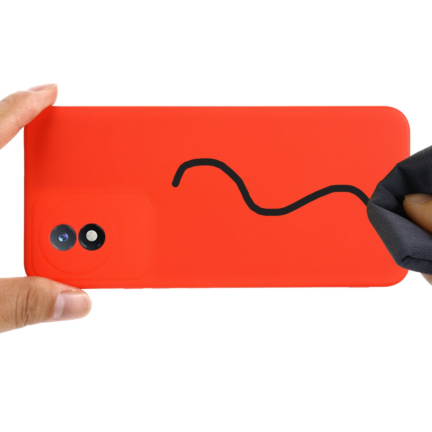 For vivo Y11 (2023) / Y02A 4G Phone Case Soft Lining Liquid Silicone Anti-drop Cover with Strap