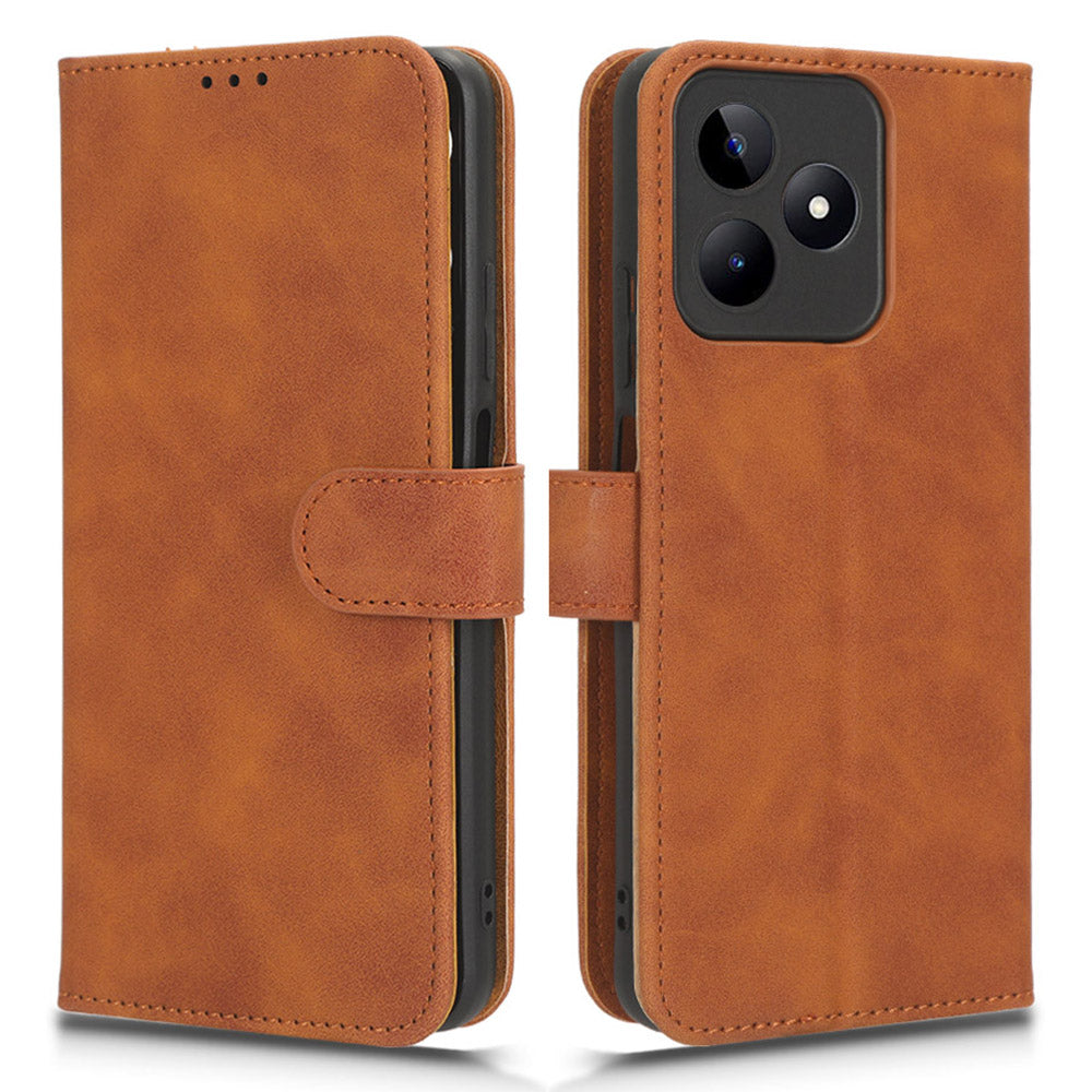Leather Phone Case for Realme C53 4G , Flip Stand Wallet Skin-touch Protective Cover