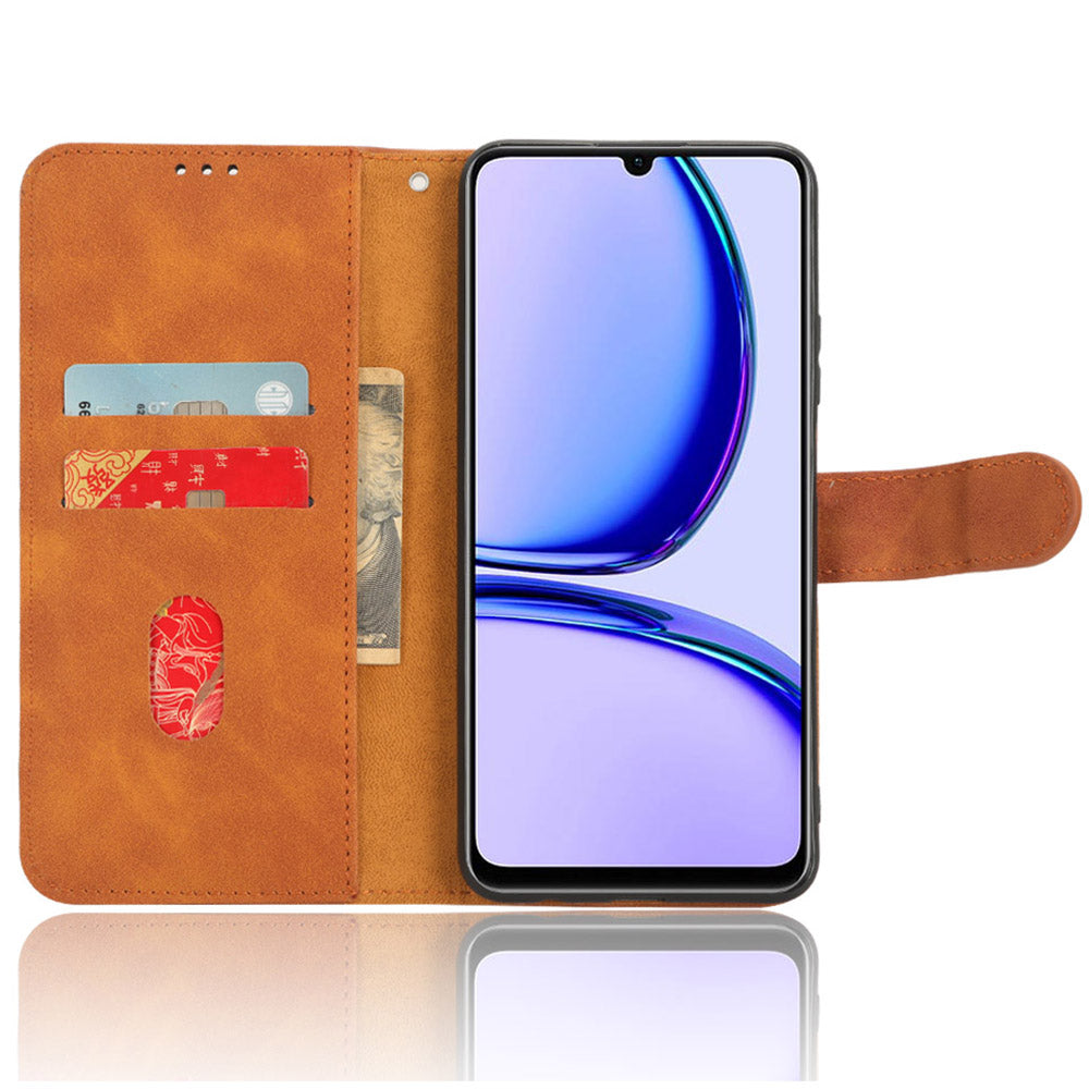 Leather Phone Case for Realme C53 4G , Flip Stand Wallet Skin-touch Protective Cover