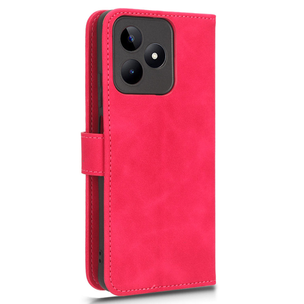 Leather Phone Case for Realme C53 4G , Flip Stand Wallet Skin-touch Protective Cover