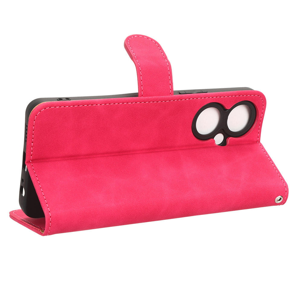 For vivo Y35+ 5G PU Leather Wallet Case Skin-touch Anti-drop Phone Cover with Stand