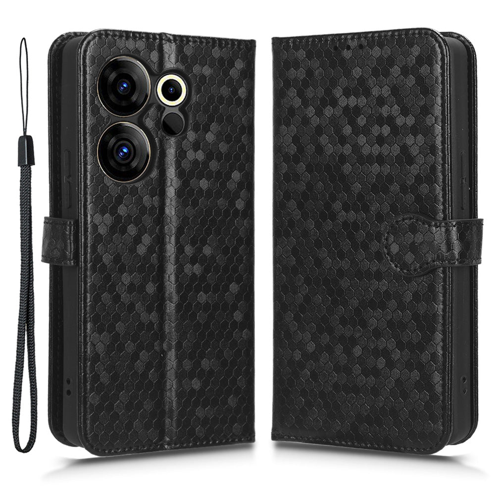 For Tecno Camon 20 Premier 5G PU Leather Wallet Case Dot Imprinted Phone Cover with Stand