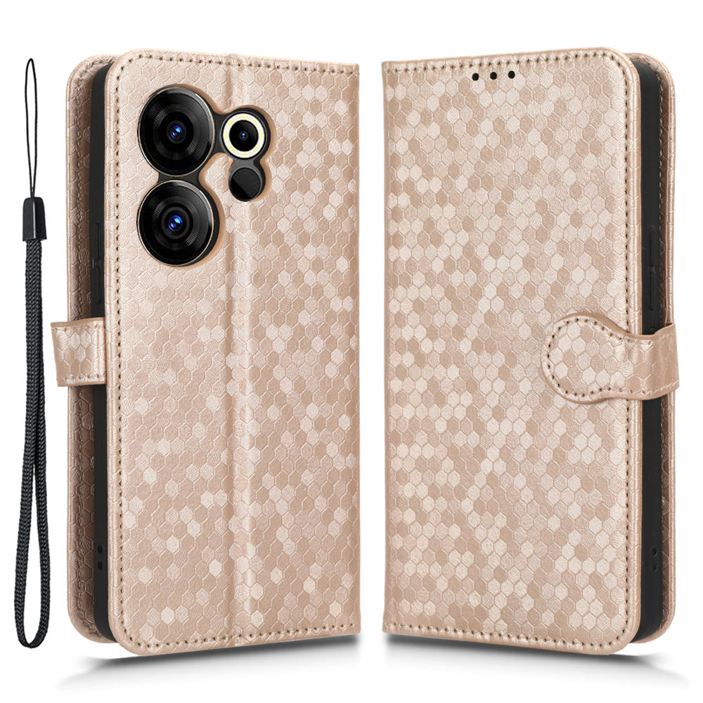 For Tecno Camon 20 Premier 5G PU Leather Wallet Case Dot Imprinted Phone Cover with Stand