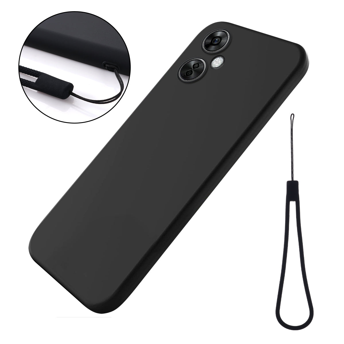 For OnePlus Nord N30 5G / CE 3 Lite 5G Protection Case Soft Lining Liquid Silicone Phone Cover with Strap