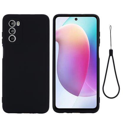 Phone Case for Motorola Moto G71s 5G , Liquid Silicone Soft Lining Anti-scratch Cover with Strap