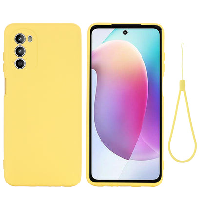 Phone Case for Motorola Moto G71s 5G , Liquid Silicone Soft Lining Anti-scratch Cover with Strap