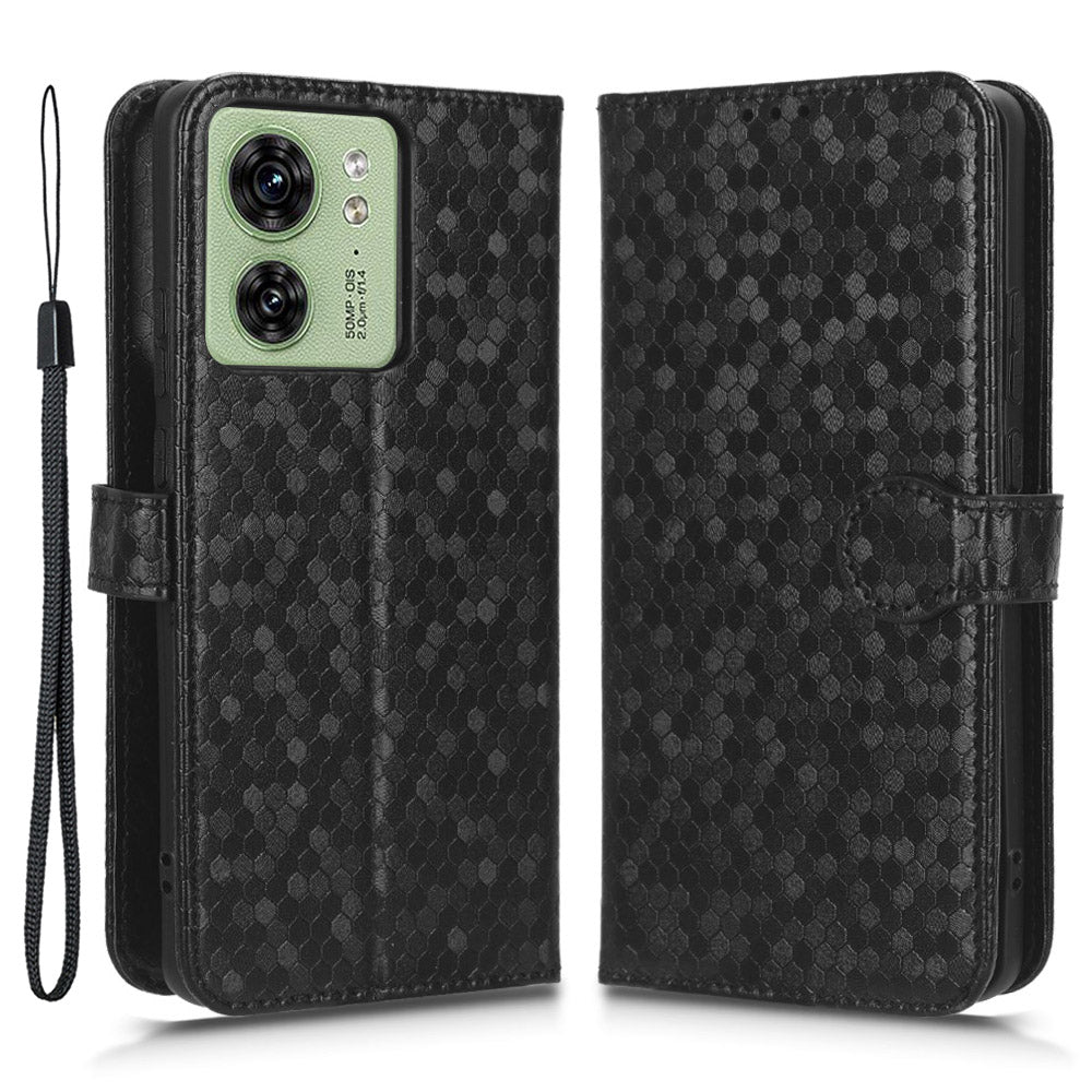 Phone Case for Motorola Edge 40 5G , PU Leather Wallet Stand Dot Imprinted Cover