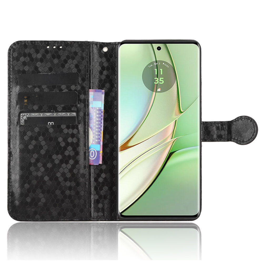 Phone Case for Motorola Edge 40 5G , PU Leather Wallet Stand Dot Imprinted Cover