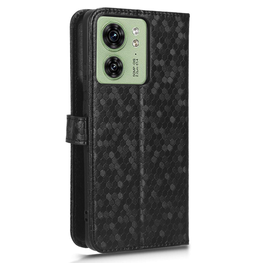 Phone Case for Motorola Edge 40 5G , PU Leather Wallet Stand Dot Imprinted Cover