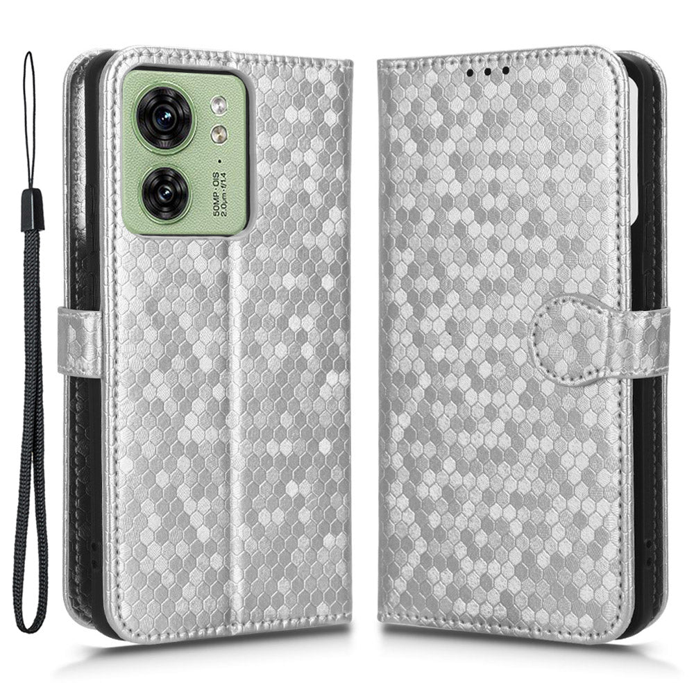 Phone Case for Motorola Edge 40 5G , PU Leather Wallet Stand Dot Imprinted Cover