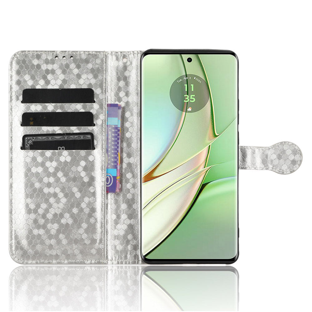 Phone Case for Motorola Edge 40 5G , PU Leather Wallet Stand Dot Imprinted Cover