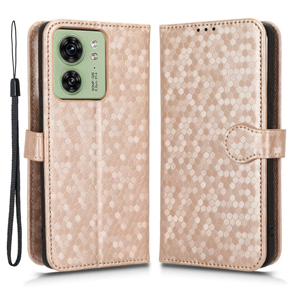 Phone Case for Motorola Edge 40 5G , PU Leather Wallet Stand Dot Imprinted Cover