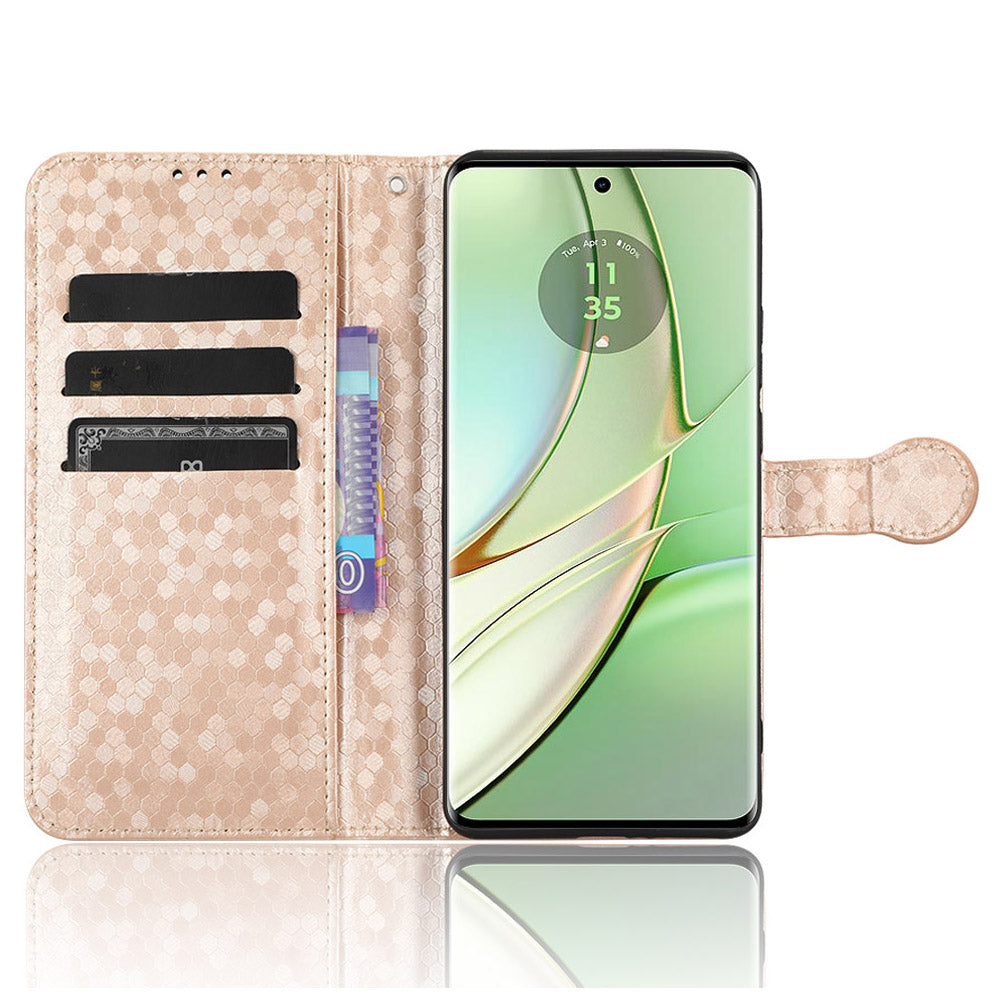 Phone Case for Motorola Edge 40 5G , PU Leather Wallet Stand Dot Imprinted Cover