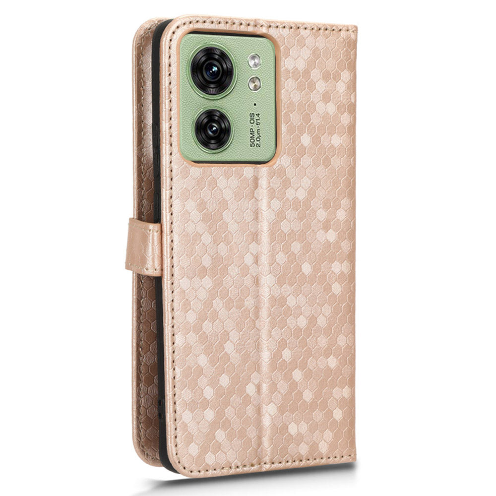 Phone Case for Motorola Edge 40 5G , PU Leather Wallet Stand Dot Imprinted Cover