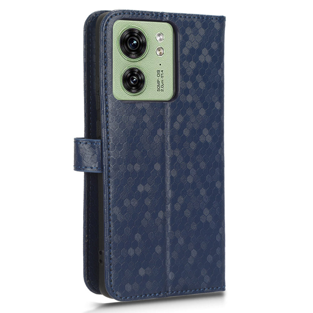 Phone Case for Motorola Edge 40 5G , PU Leather Wallet Stand Dot Imprinted Cover