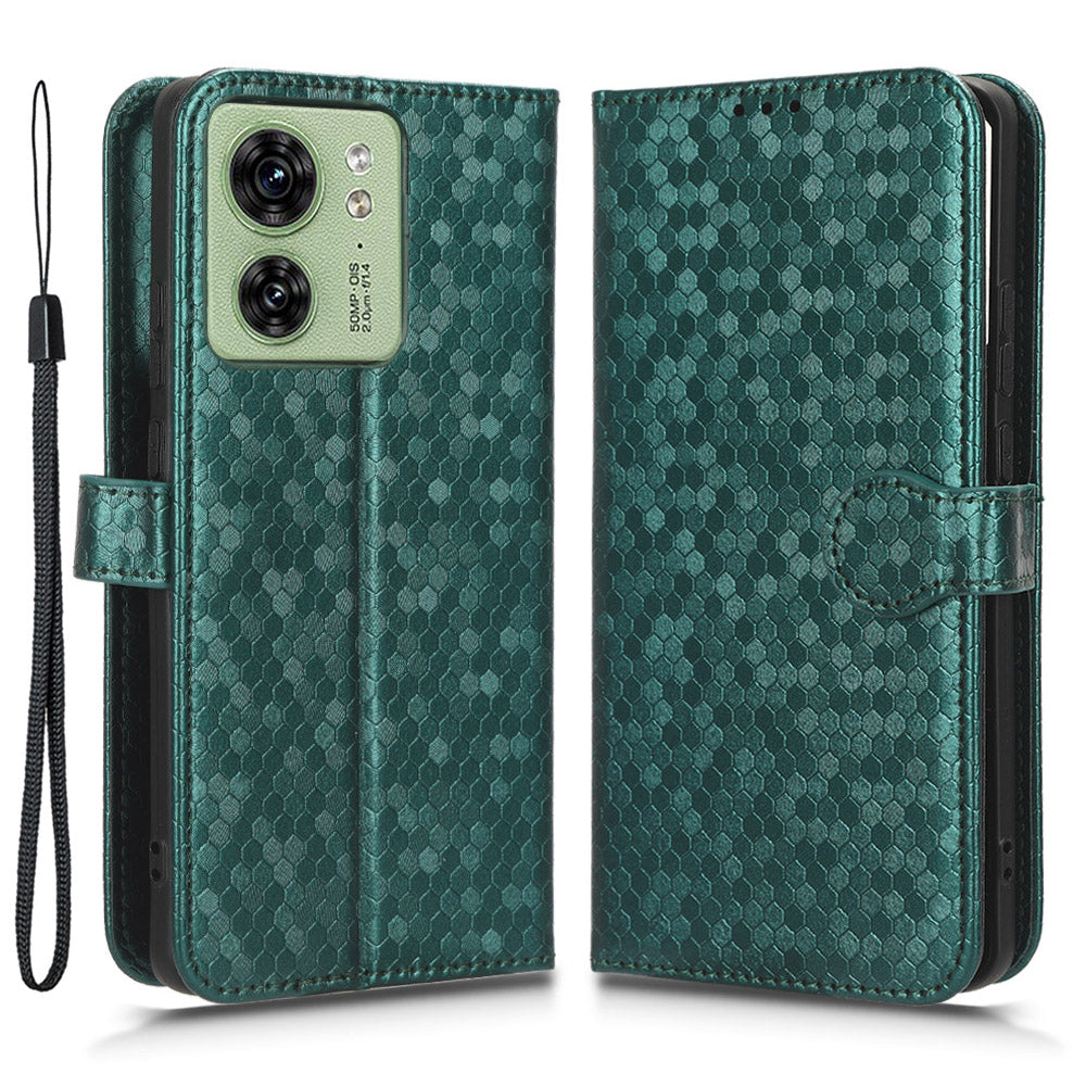 Phone Case for Motorola Edge 40 5G , PU Leather Wallet Stand Dot Imprinted Cover