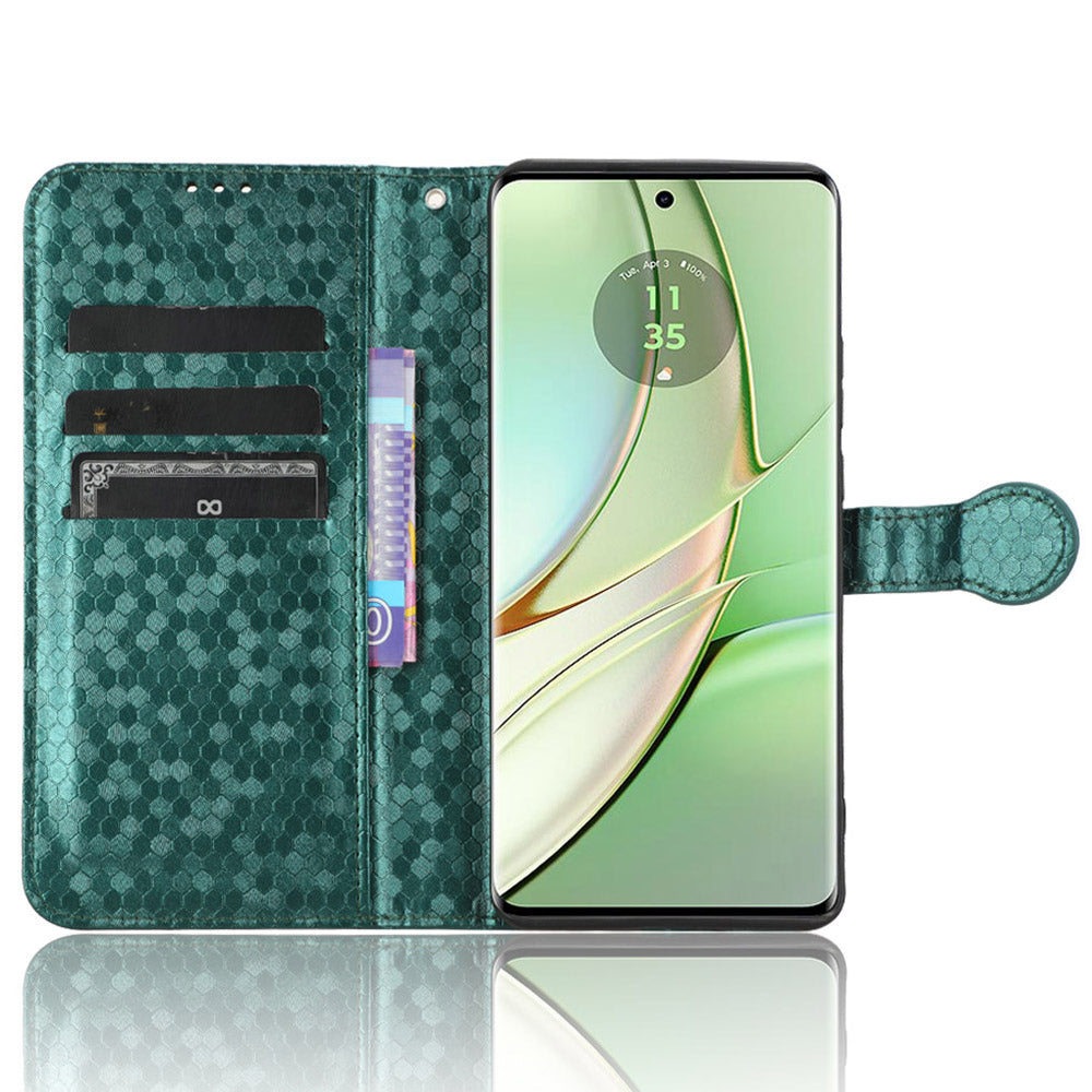 Phone Case for Motorola Edge 40 5G , PU Leather Wallet Stand Dot Imprinted Cover