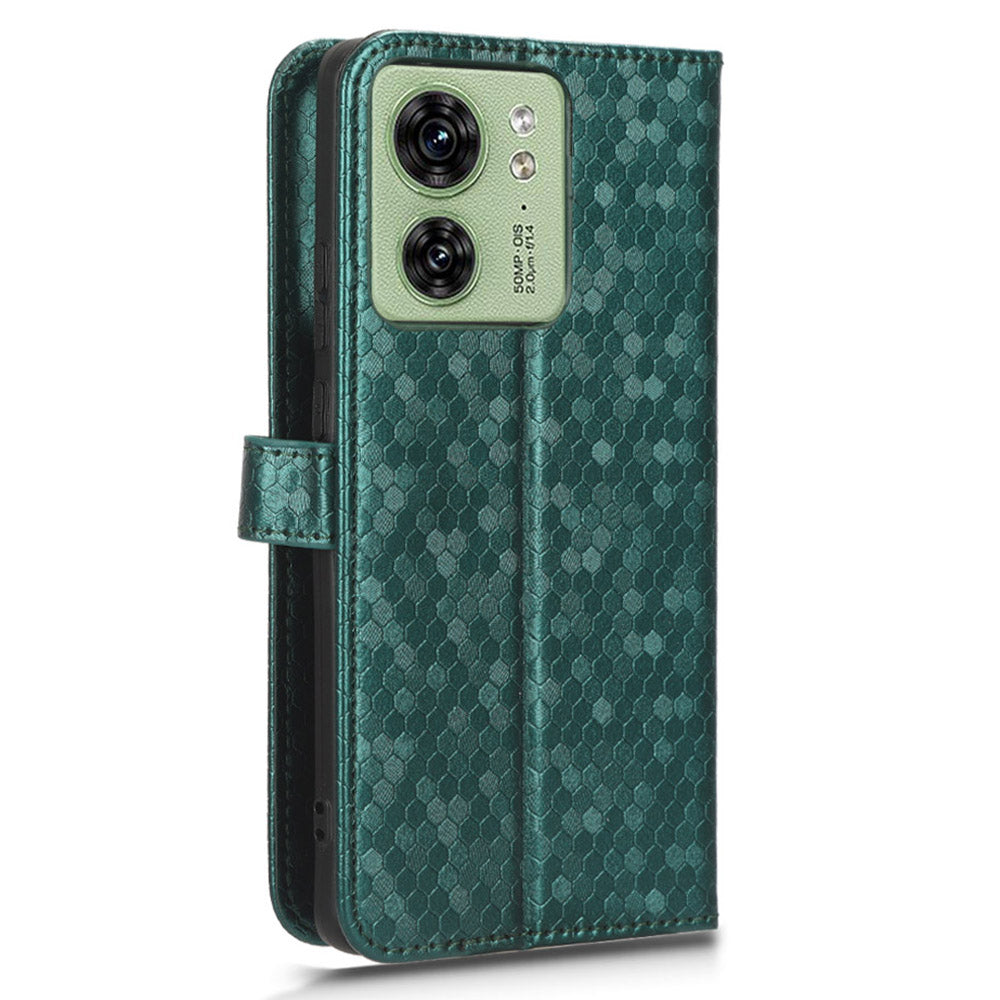 Phone Case for Motorola Edge 40 5G , PU Leather Wallet Stand Dot Imprinted Cover