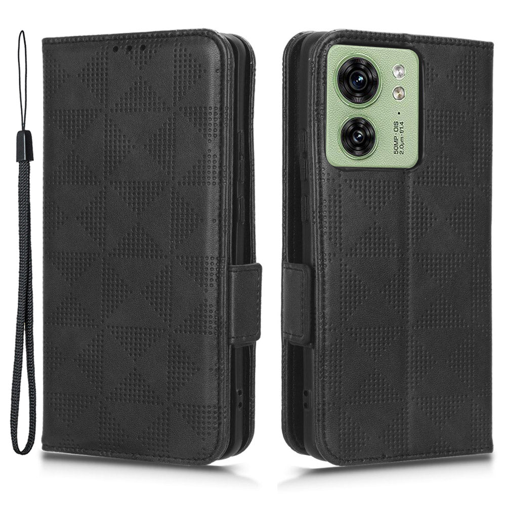 Phone Cover for Motorola Edge 40 5G Imprinted Triangle PU Leather Stand Wallet Case