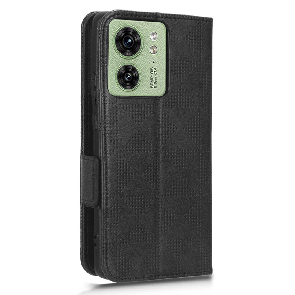 Phone Cover for Motorola Edge 40 5G Imprinted Triangle PU Leather Stand Wallet Case