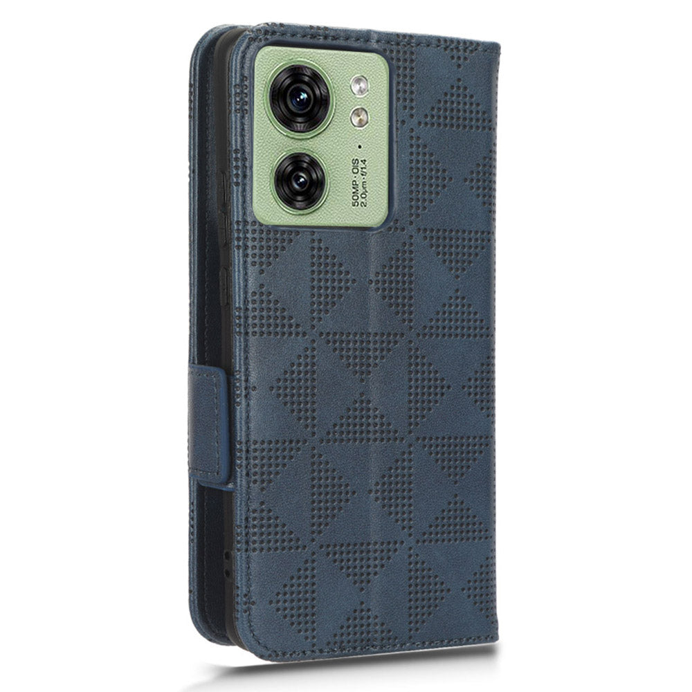 Phone Cover for Motorola Edge 40 5G Imprinted Triangle PU Leather Stand Wallet Case