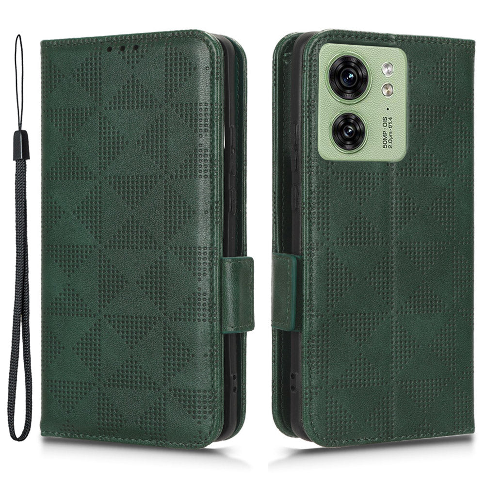 Phone Cover for Motorola Edge 40 5G Imprinted Triangle PU Leather Stand Wallet Case