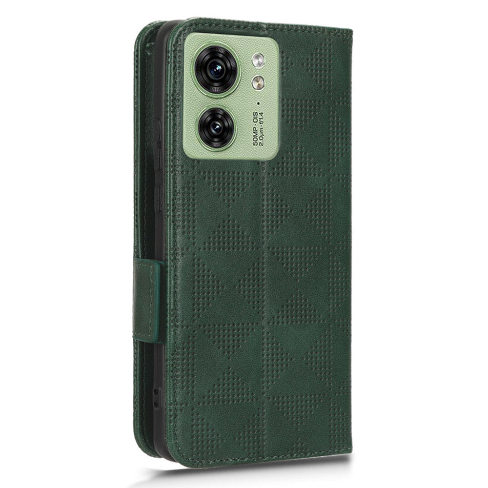 Phone Cover for Motorola Edge 40 5G Imprinted Triangle PU Leather Stand Wallet Case