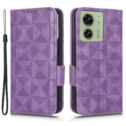 Phone Cover for Motorola Edge 40 5G Imprinted Triangle PU Leather Stand Wallet Case