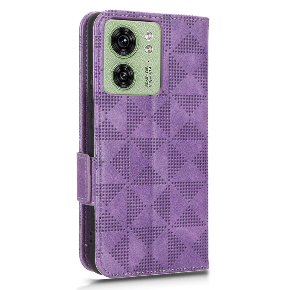 Phone Cover for Motorola Edge 40 5G Imprinted Triangle PU Leather Stand Wallet Case