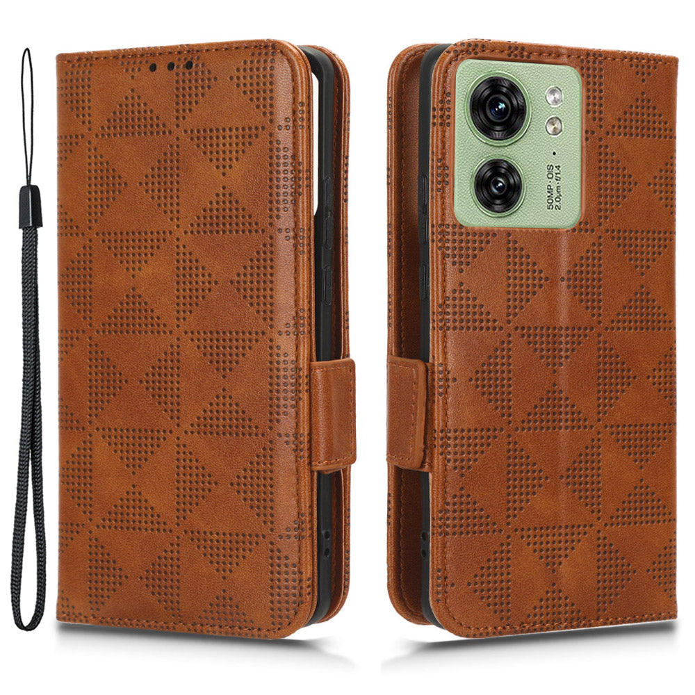 Phone Cover for Motorola Edge 40 5G Imprinted Triangle PU Leather Stand Wallet Case
