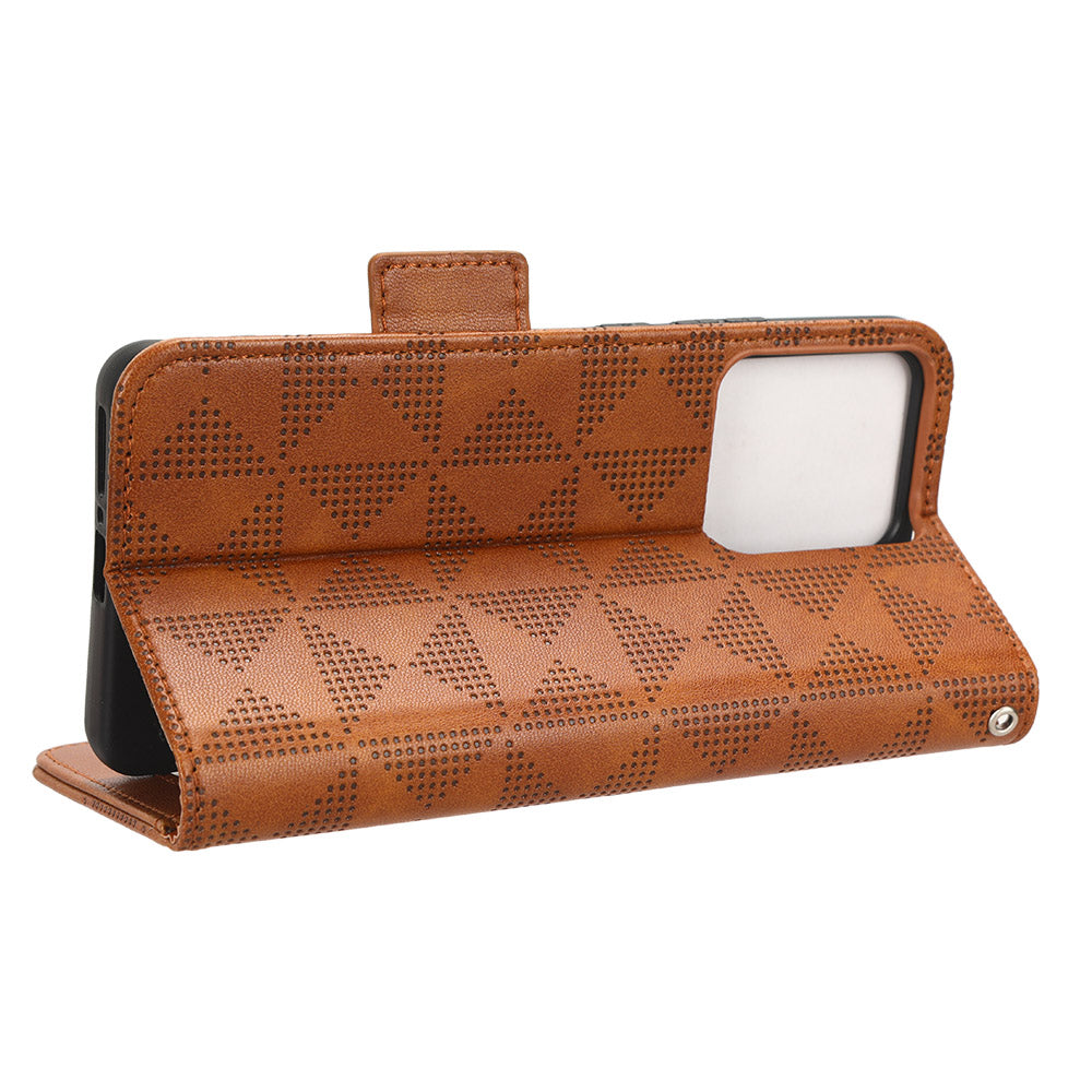 Phone Cover for Motorola Edge 40 5G Imprinted Triangle PU Leather Stand Wallet Case