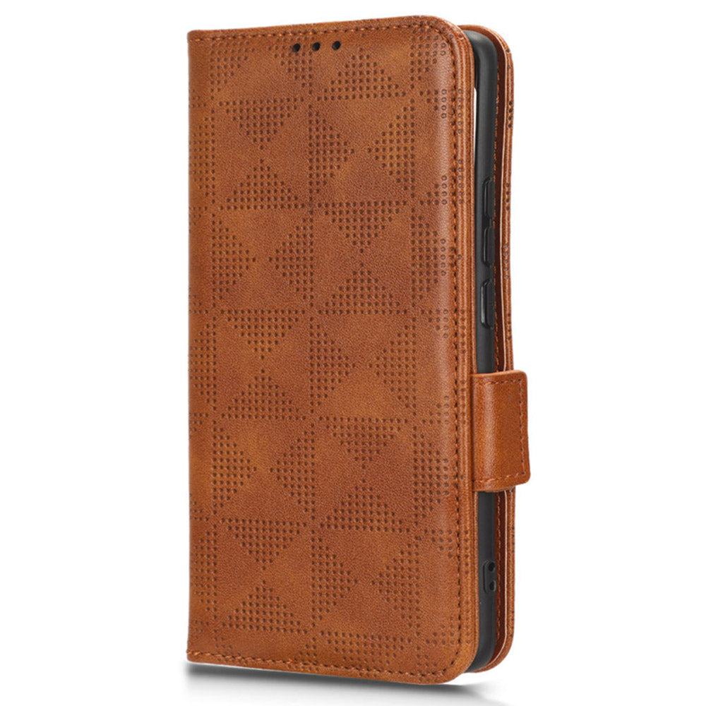 Phone Cover for Motorola Edge 40 5G Imprinted Triangle PU Leather Stand Wallet Case