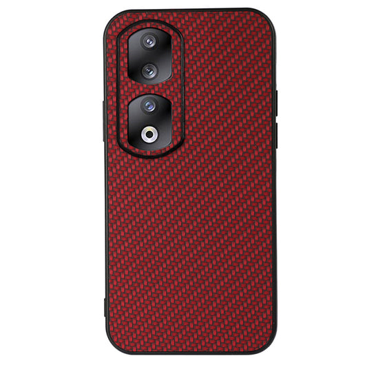 For Honor 90 Pro Drop-proof Cover Carbon Fiber Texture PU Leather Coated TPU Phone Case