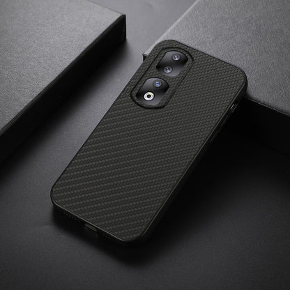 For Honor 90 Pro Drop-proof Cover Carbon Fiber Texture PU Leather Coated TPU Phone Case