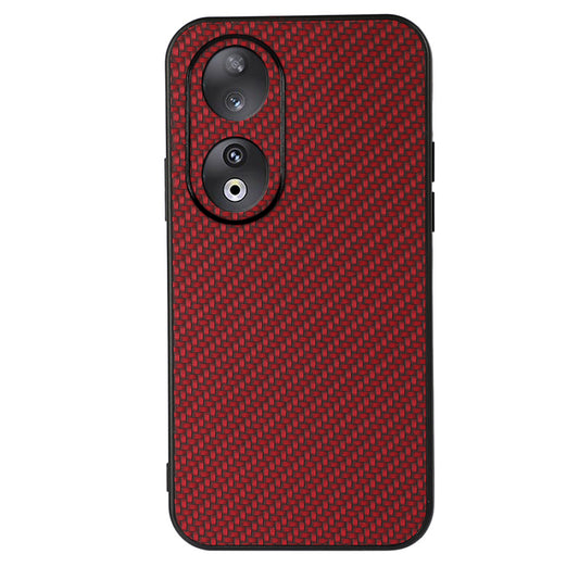 For Honor 90 Carbon Fiber Texture PU Leather Coated TPU Case Anti-drop Phone Cover