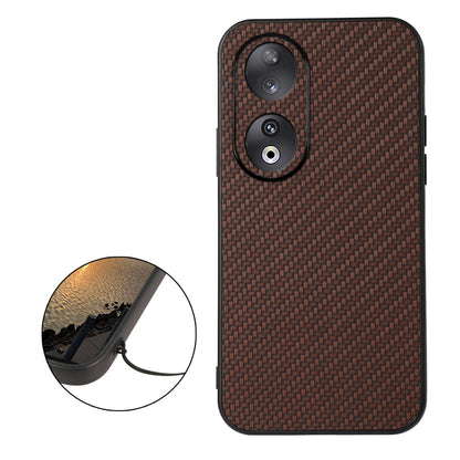 For Honor 90 Carbon Fiber Texture PU Leather Coated TPU Case Anti-drop Phone Cover