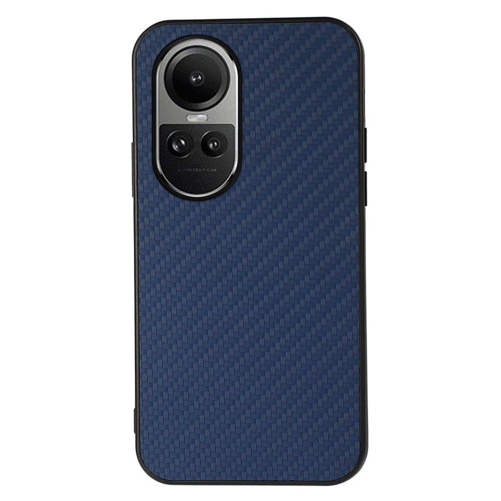 For Oppo Reno10 5G (Global) Leather Coated TPU Phone Case Carbon Fiber Texture Anti-drop Cover