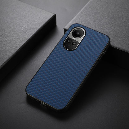 For Oppo Reno10 5G (Global) Leather Coated TPU Phone Case Carbon Fiber Texture Anti-drop Cover