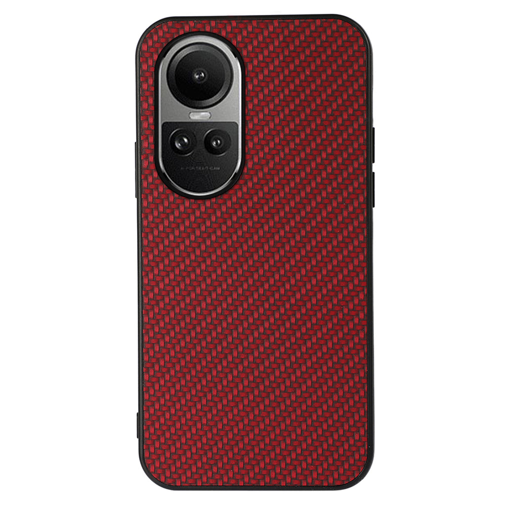 For Oppo Reno10 5G (Global) Leather Coated TPU Phone Case Carbon Fiber Texture Anti-drop Cover