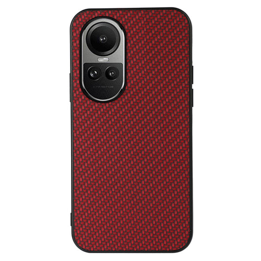 For Oppo Reno10 5G (Global) Leather Coated TPU Phone Case Carbon Fiber Texture Anti-drop Cover