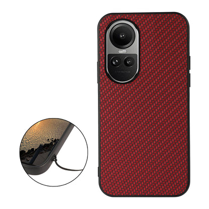 For Oppo Reno10 5G (Global) Leather Coated TPU Phone Case Carbon Fiber Texture Anti-drop Cover