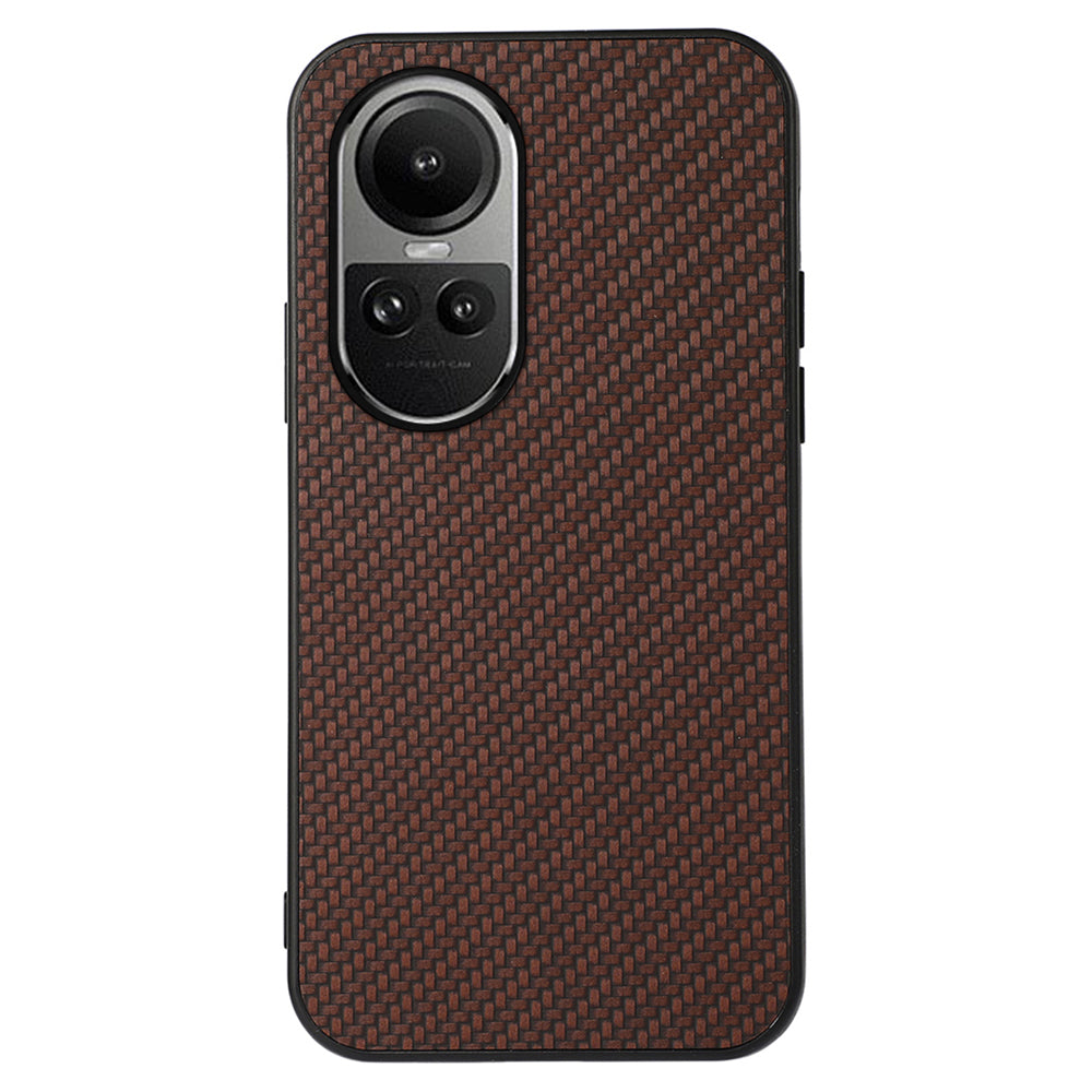 For Oppo Reno10 5G (Global) Leather Coated TPU Phone Case Carbon Fiber Texture Anti-drop Cover