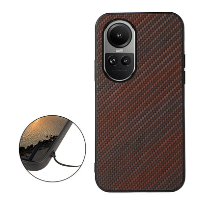 For Oppo Reno10 5G (Global) Leather Coated TPU Phone Case Carbon Fiber Texture Anti-drop Cover