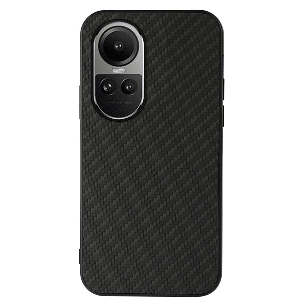 For Oppo Reno10 5G (Global) Leather Coated TPU Phone Case Carbon Fiber Texture Anti-drop Cover