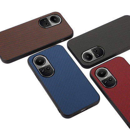 For Oppo Reno10 5G (Global) Leather Coated TPU Phone Case Carbon Fiber Texture Anti-drop Cover