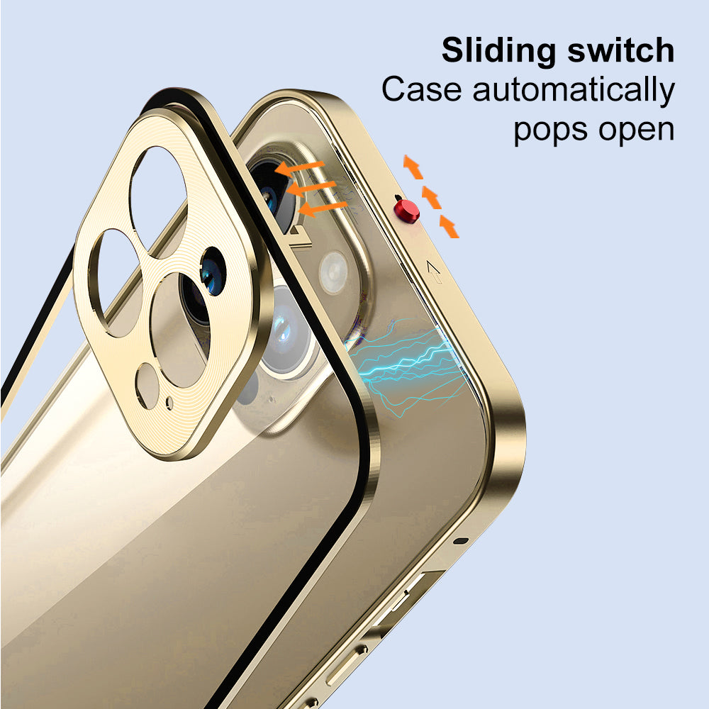 NORTHJO For iPhone 14 Pro Max Aluminum Alloy Frame+Tempered Glass Back Cover Buckle Installation Protective Phone Case