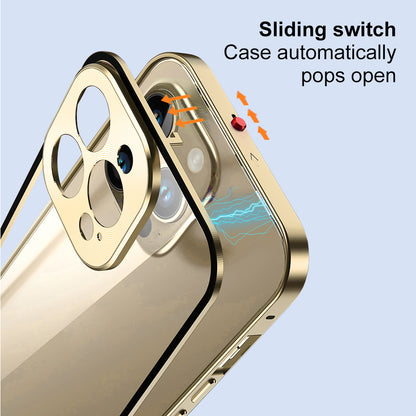 NORTHJO For iPhone 14 Pro Max Aluminum Alloy Frame+Tempered Glass Back Cover Buckle Installation Protective Phone Case