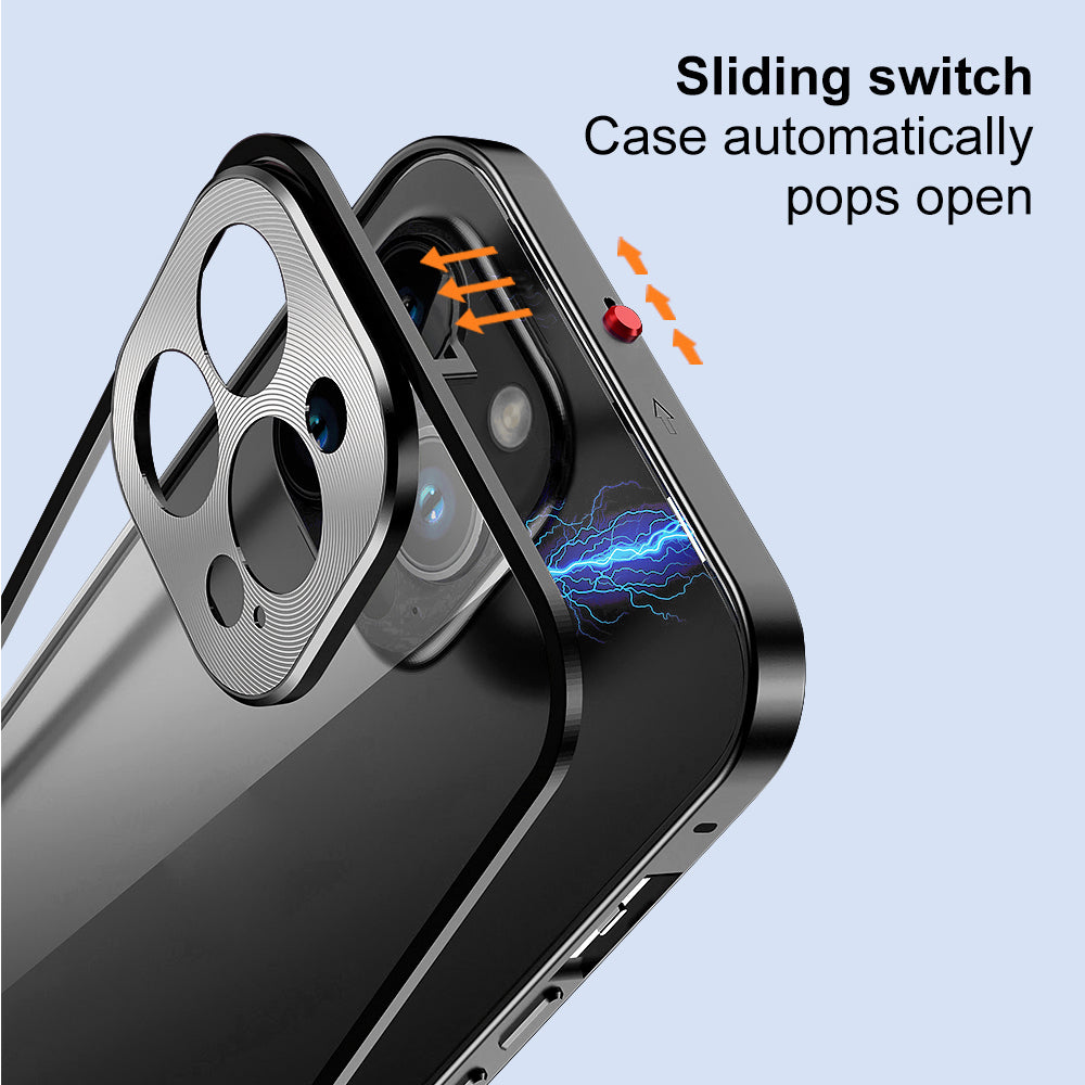 NORTHJO For iPhone 14 Pro Max Aluminum Alloy Frame+Tempered Glass Back Cover Buckle Installation Protective Phone Case