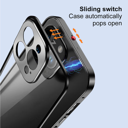 NORTHJO For iPhone 14 Pro Max Aluminum Alloy Frame+Tempered Glass Back Cover Buckle Installation Protective Phone Case