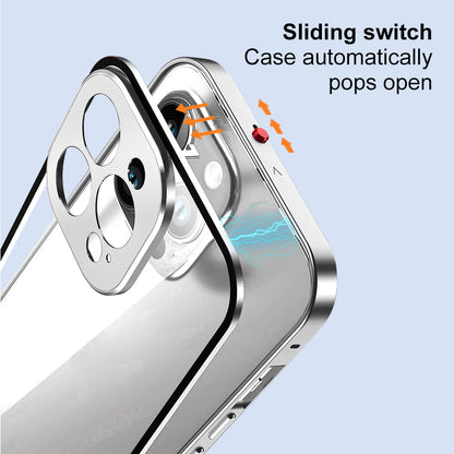 NORTHJO For iPhone 14 Pro Max Aluminum Alloy Frame+Tempered Glass Back Cover Buckle Installation Protective Phone Case